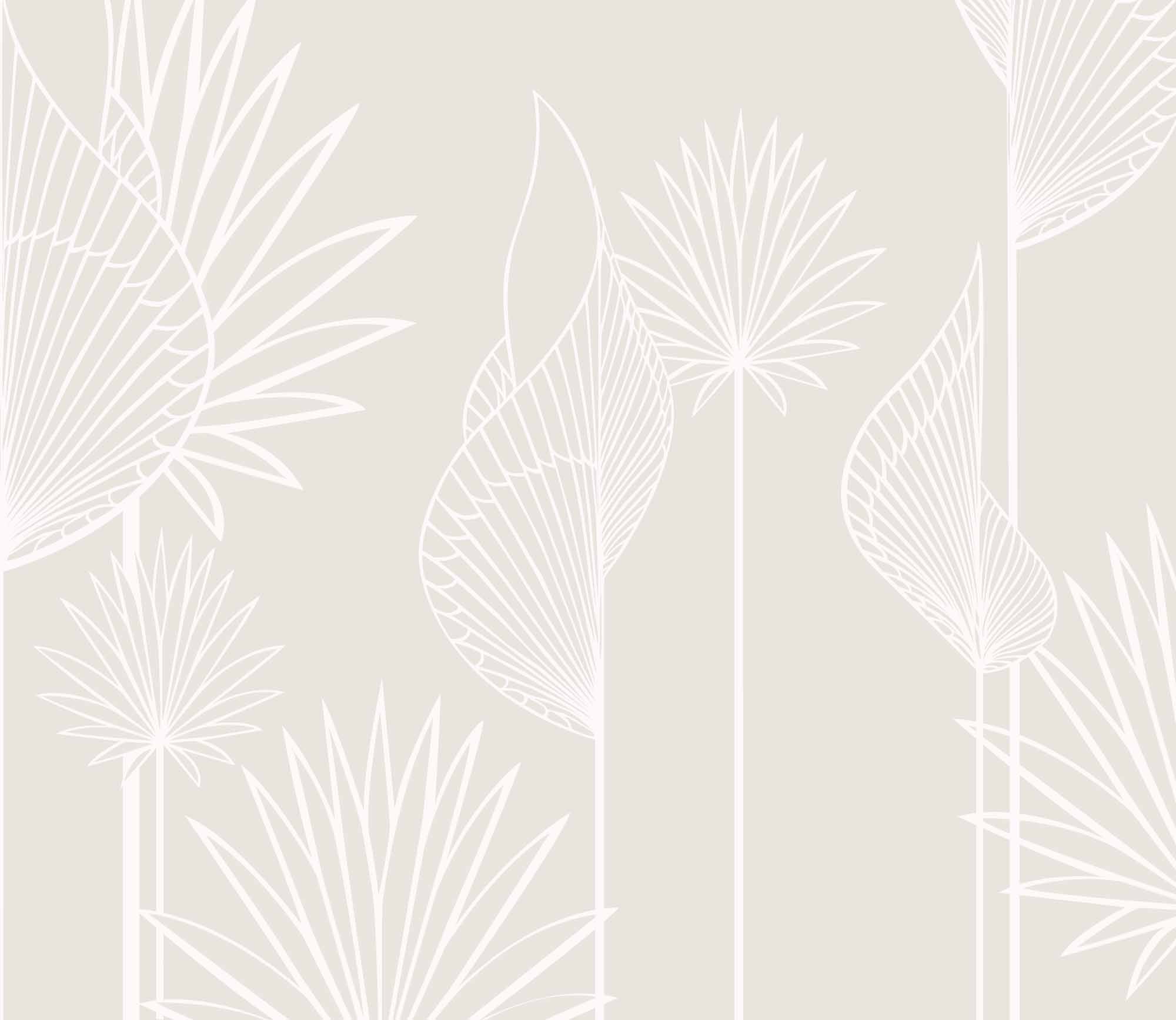 Minimalist Line Art Botanical Wall Mural Wallpaper in Neutral Tones