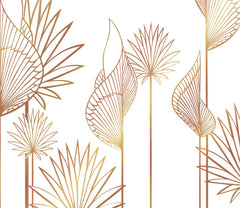 Custom Golden Line Art Palm Leaves Wallpaper