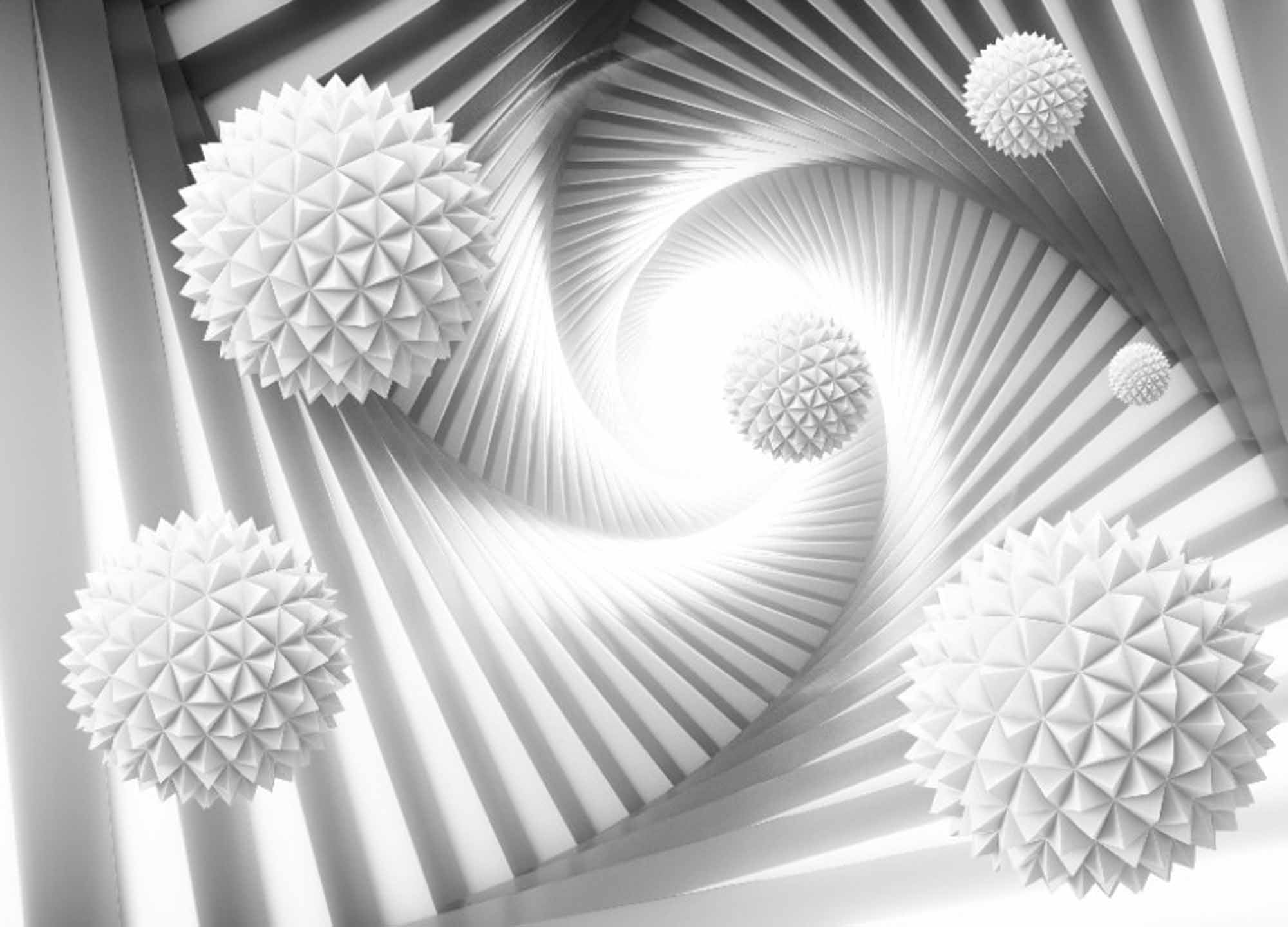 3D Spiky Spheres in Spiral Wallpaper