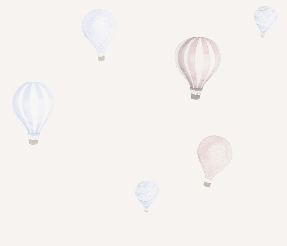 Minimalistische-Heißluftballons-Tapete – zartrosa Kinder-Fototapete