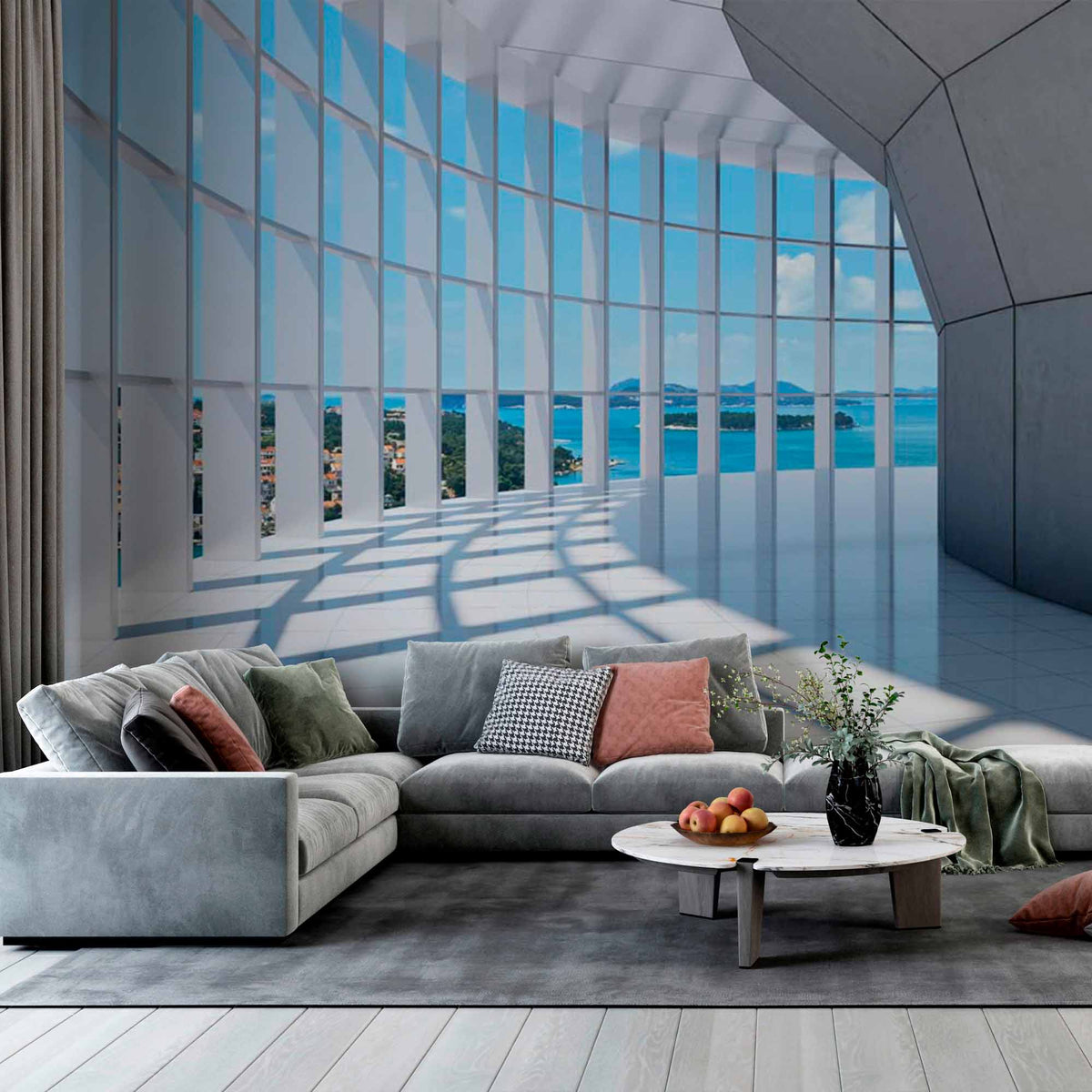 Coastal Horizon from a Futuristic Interior Wallpaper