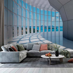 Custom Coastal Horizon from a Futuristic Interior Wallpaper