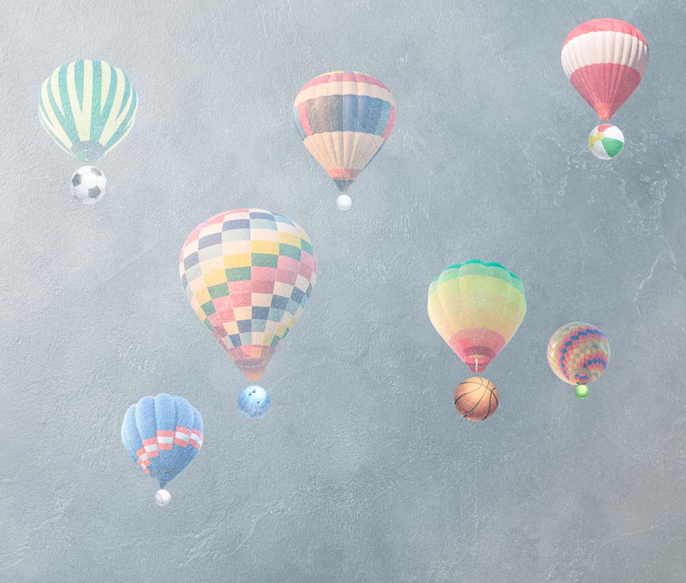 Kids Wall Mural Colorful Hot Air Balloons Wallpaper for Kids