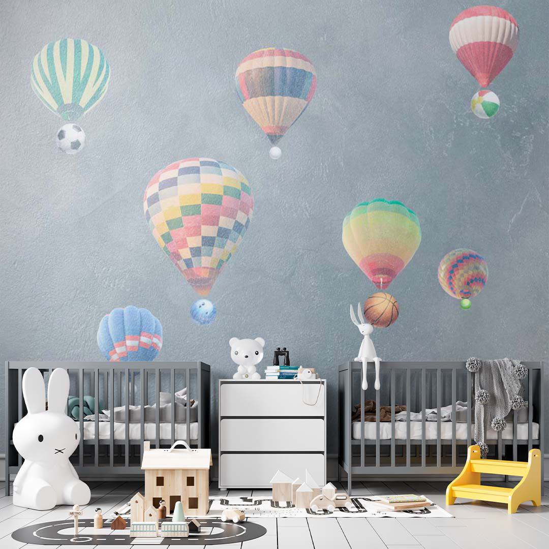 Kids Wall Mural Colorful Hot Air Balloons Wallpaper for Kids