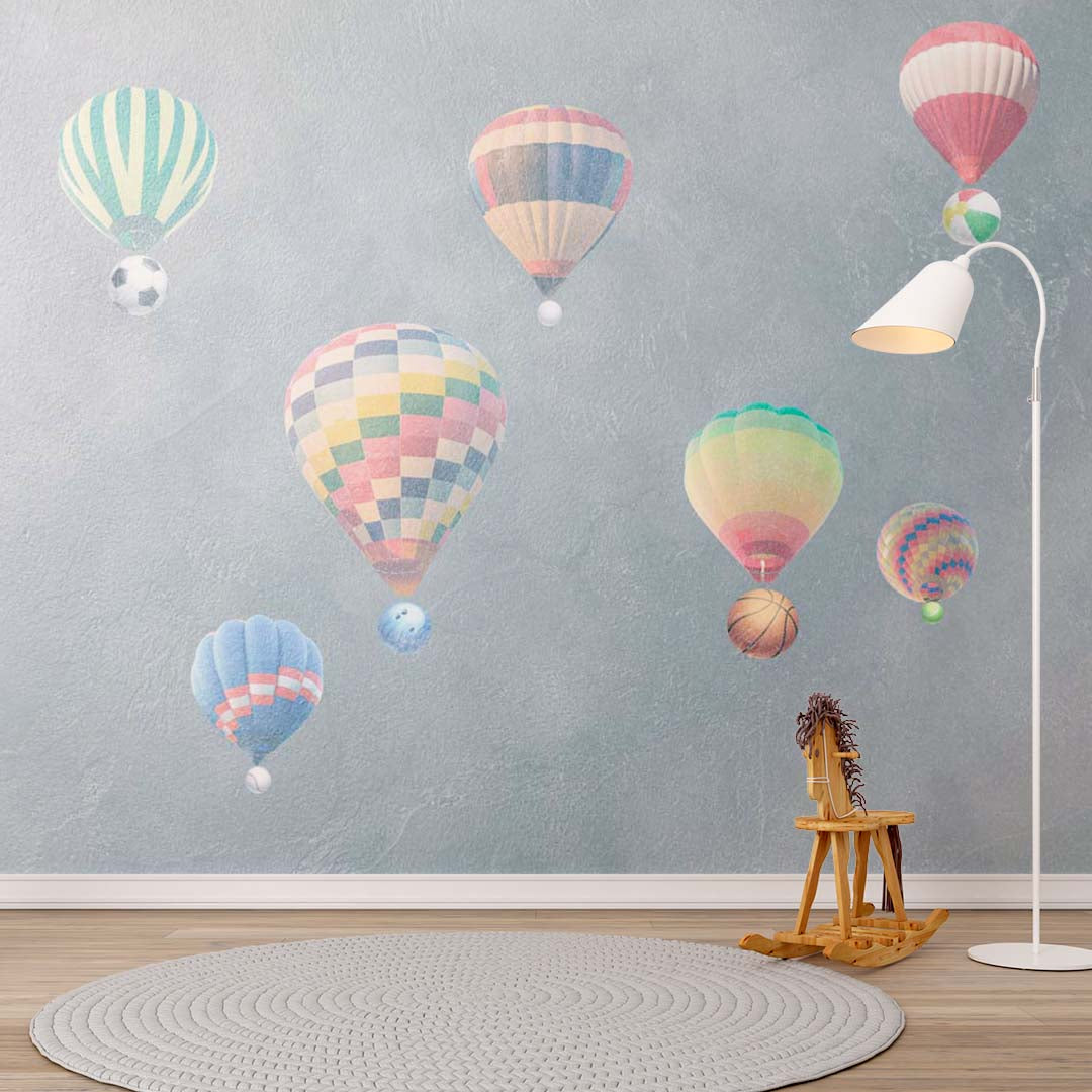 Kids Wall Mural Colorful Hot Air Balloons Wallpaper for Kids