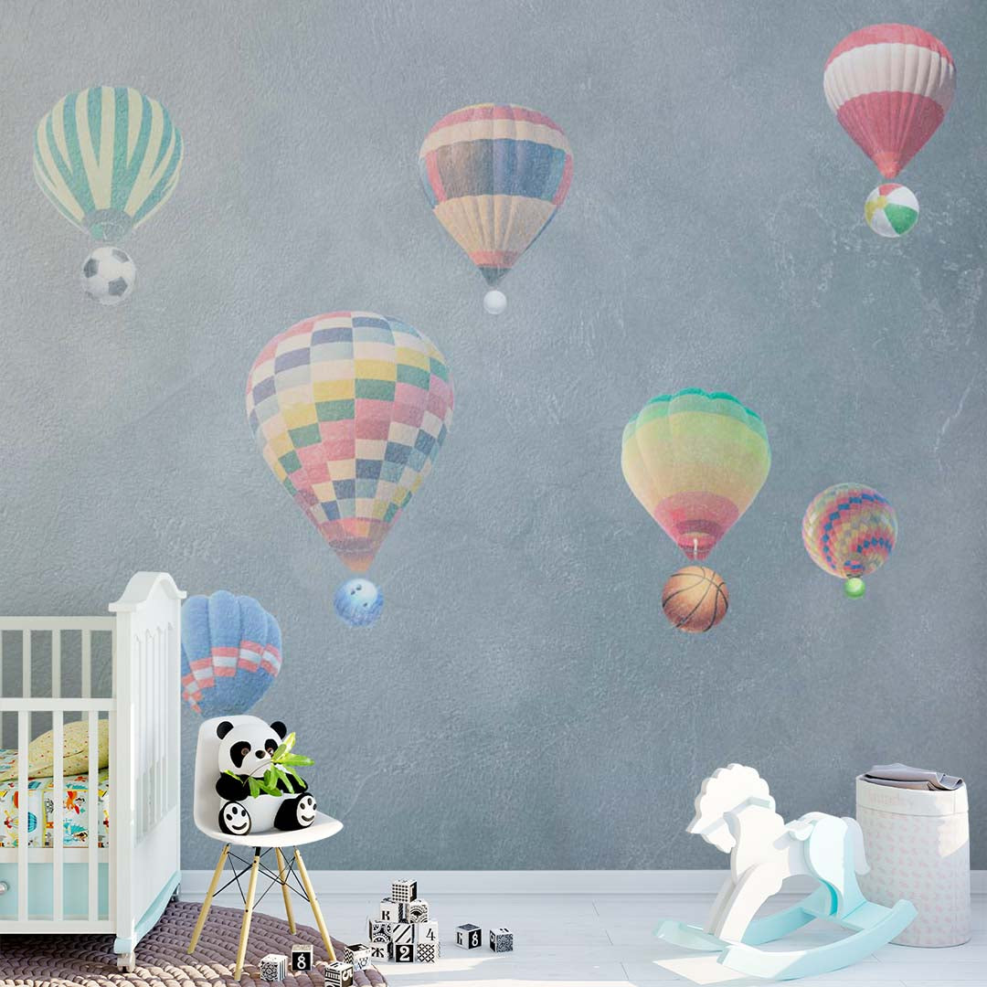 Kids Wall Mural Colorful Hot Air Balloons Wallpaper for Kids