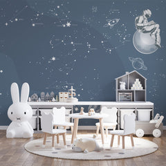 Custom Kids Wall Murals Reading Astronaut Constellations Space Stars Wallpaper for Kids