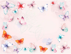 Custom Kids Wall Mural Butterfly Watercolour Pink Nursery Wallpaper