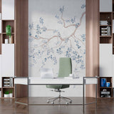 Serene Blue Blossom Tree Branch Wall Mural Wallpaper