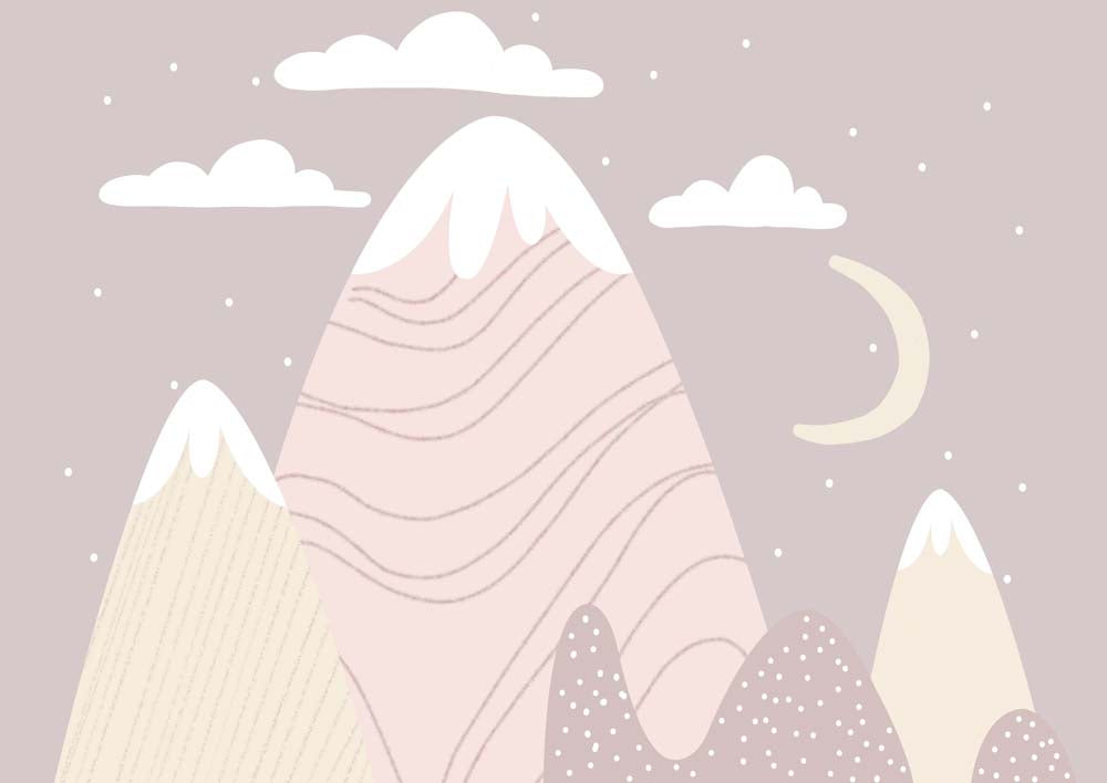 Kids Wall Murals Simple Design Pink Mountains Nursery Wallpaper for Kids