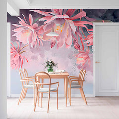 Custom Soft Pink Floral Art Wallpaper Mural