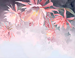Custom Soft Pink Floral Art Wallpaper Mural
