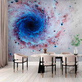 Abstract Galaxy Swirl Wall Mural Wallpaper - Vivid Blue and Pink Cosmic Vortex