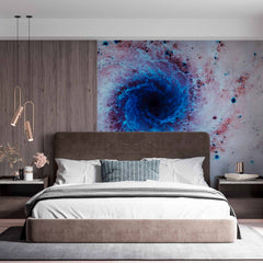 Custom Abstract Galaxy Swirl Wall Mural Wallpaper - Vivid Blue and Pink Cosmic Vortex