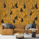 Monkey Wall Mural Orange Bright Wallpaper