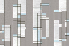 Custom Modern Geometric Pattern Wallpaper with Marble and Blue Accents