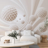 Abstract Wall Mural Spiked Balls White Geometric Wallpaper