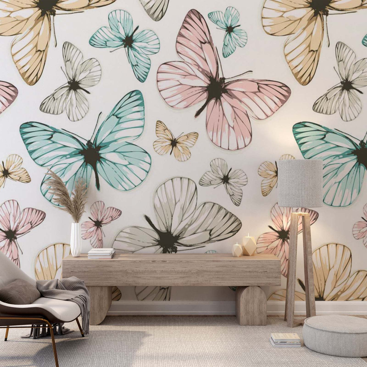 Colorful Butterfly Pattern Wallpaper Animals Wall Mural