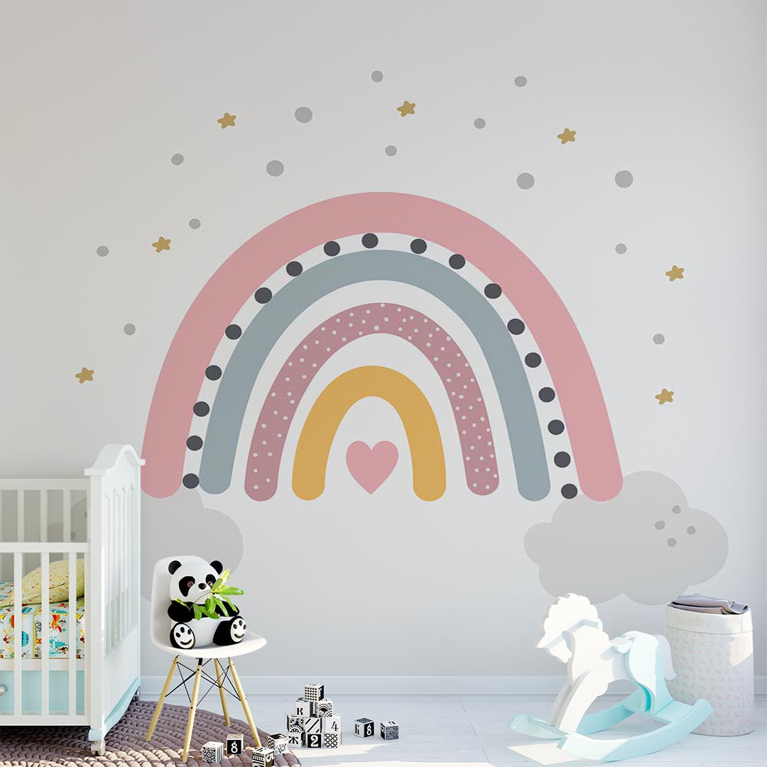 Kids Wall Mural Large Rainbow Fairytale Wallpaper for Girls