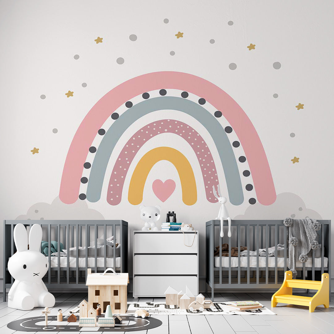 Kids Wall Mural Large Rainbow Fairytale Wallpaper for Girls