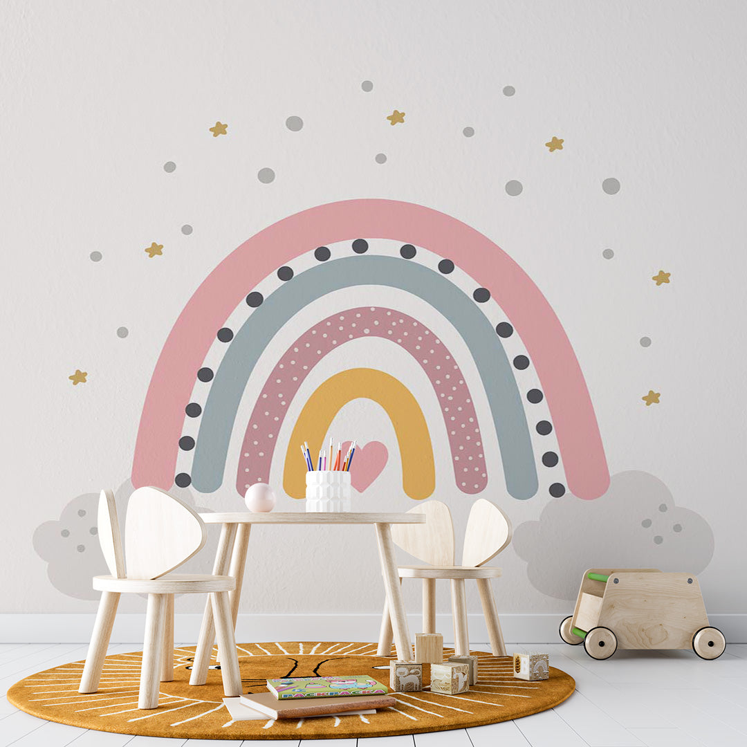 Kids Wall Mural Large Rainbow Fairytale Wallpaper for Girls