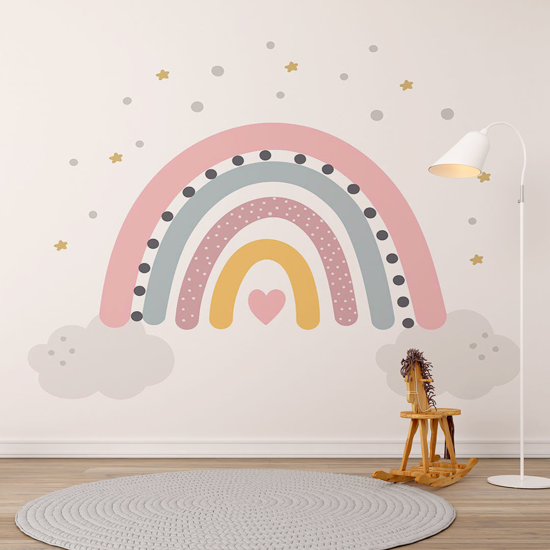 Kids Wall Mural Large Rainbow Fairytale Wallpaper for Girls