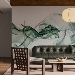 Custom Art Wall Mural Green Wave Smoke Abstract Wallpaper
