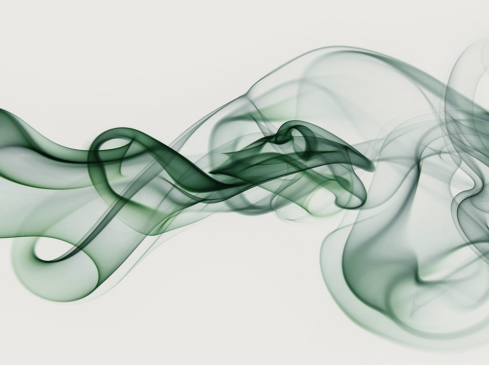 Smaragdgroene vloeiende rook abstract fotobehang