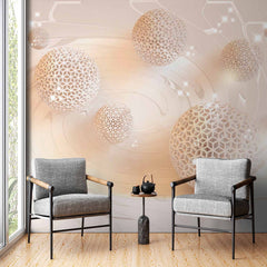 Custom Abstract Lattice Ball Illusion Wallpaper