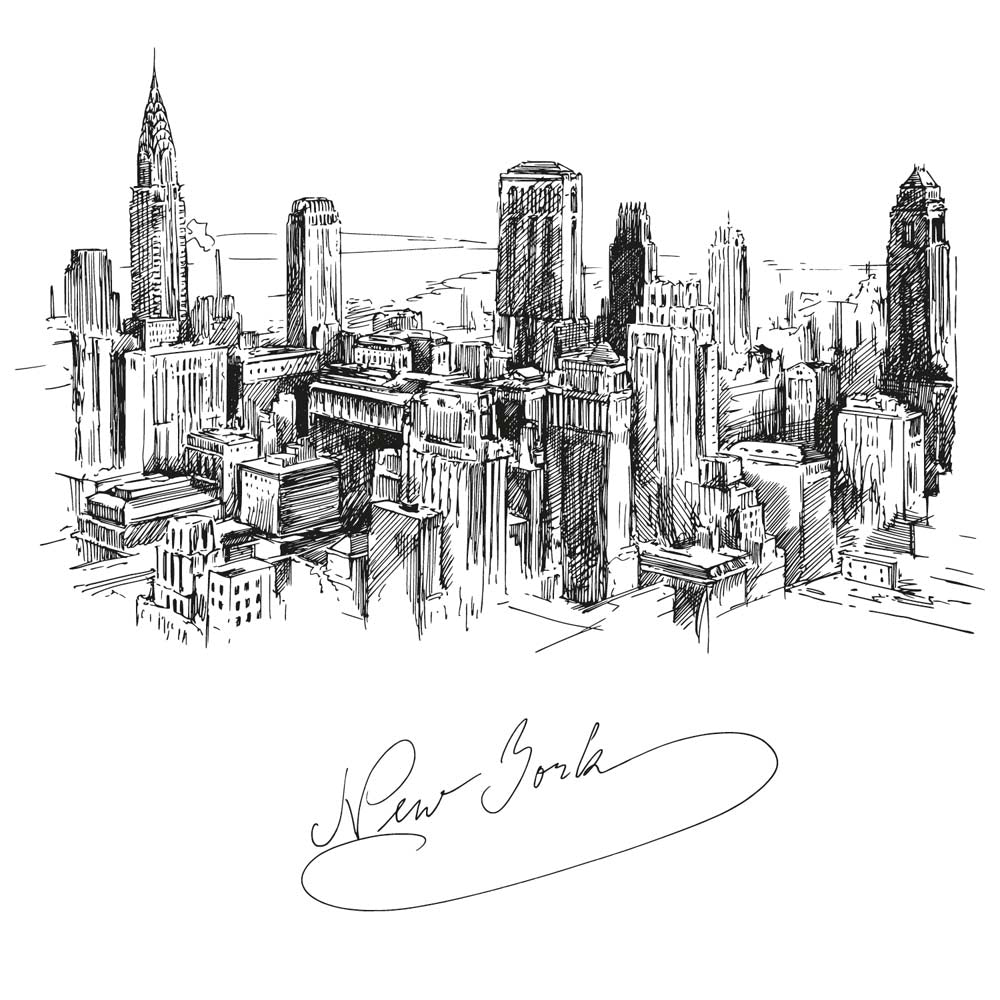 Artistic Sketch of New York City Skyline Wall Murals