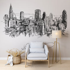 Custom Artistic Sketch of New York City Skyline Wall Murals