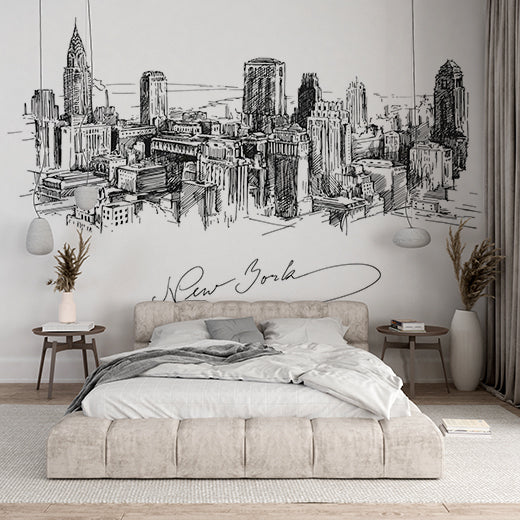 Custom Artistic Sketch of New York City Skyline Wall Murals