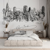 Artistic Sketch of New York City Skyline Wall Murals