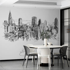 Custom Artistic Sketch of New York City Skyline Wall Murals