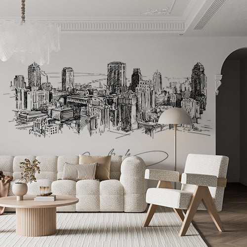 Artistic Sketch of New York City Skyline Wall Murals