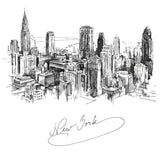 Artistic Sketch of New York City Skyline Wall Murals