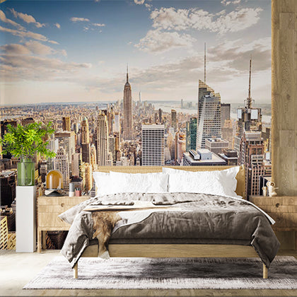 Panoramic Aerial View of New York City Skyline with Empire State Building Wall Murals