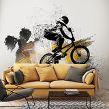 BMX Freestyle Wall Mural Wallpaper - Dynamic Urban Sport Design with Abstract Art