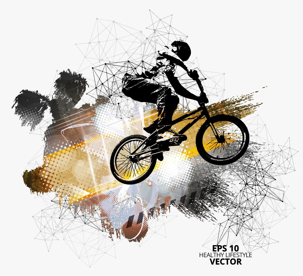 BMX Freestyle Wall Mural Wallpaper - Dynamic Urban Sport Design with Abstract Art