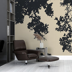 Custom Silhouette of Tree Canopy Wall Mural Wallpaper