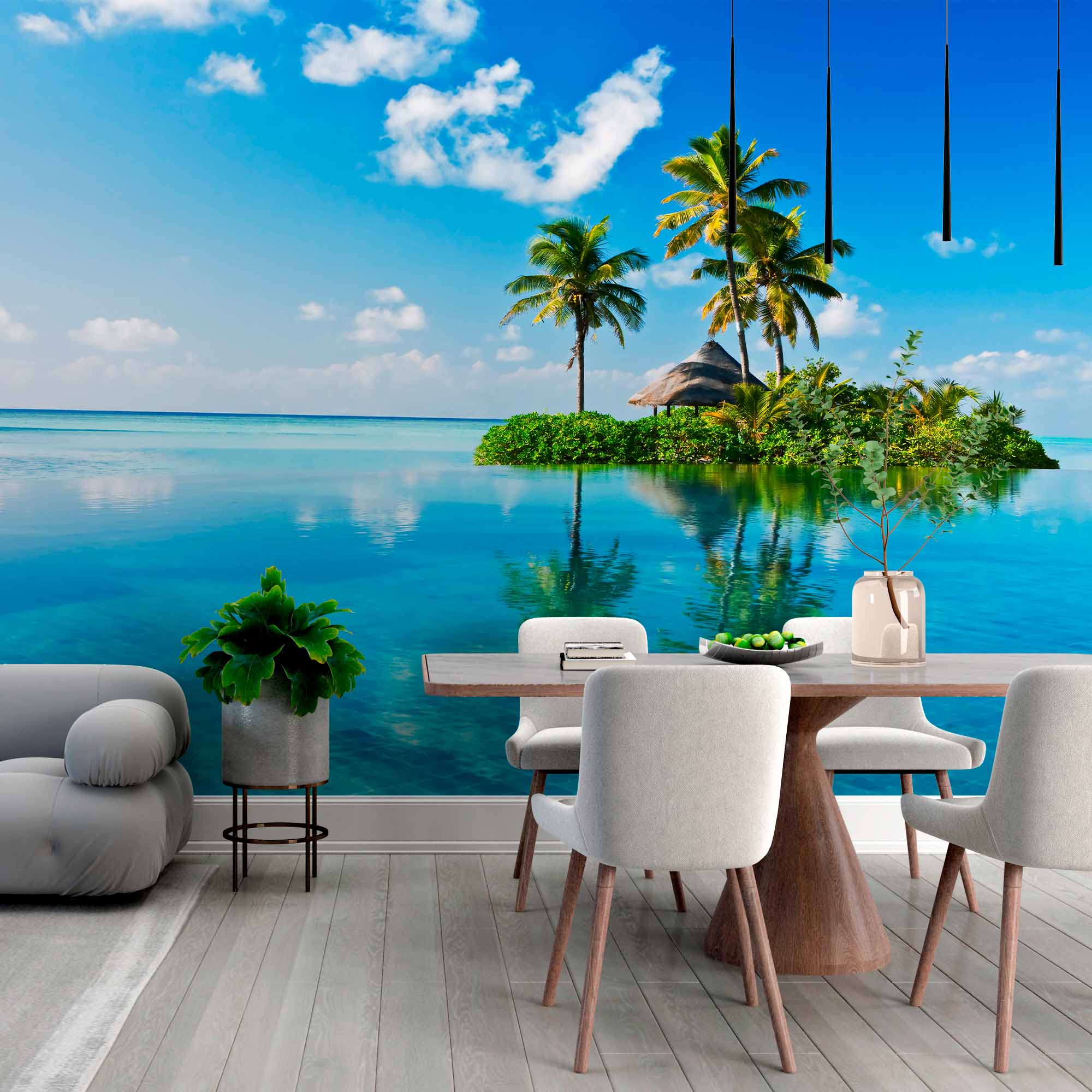 Serene Tropical Island Oasis Wall Mural Wallpaper