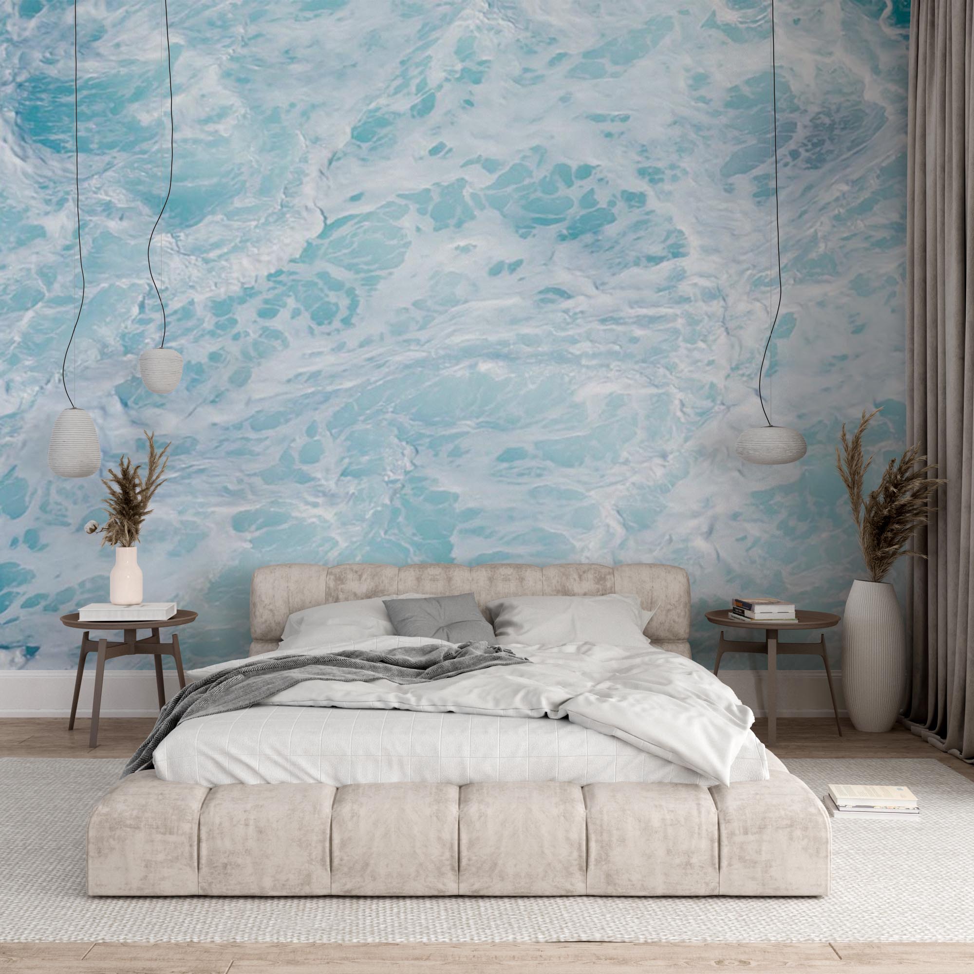 Abstract Wall Mural Ocean Spindrift Minimalistic and Dynamic Sea Wave Wallpaper