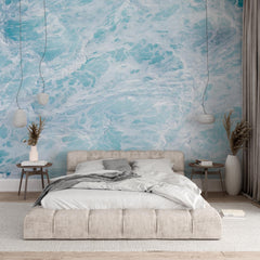 Custom Abstract Wall Mural Ocean Spindrift Minimalistic and Dynamic Sea Wave Wallpaper