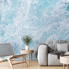 Custom Abstract Wall Mural Ocean Spindrift Minimalistic and Dynamic Sea Wave Wallpaper