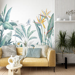Custom Large Watercolor Floral Tropical Leaves Wallpaper Botanical Mural