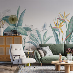 Custom Large Watercolor Floral Tropical Leaves Wallpaper Botanical Mural