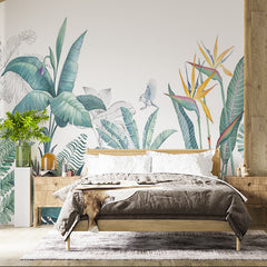 Custom Large Watercolor Floral Tropical Leaves Wallpaper Botanical Mural