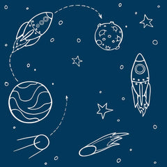 Custom Kids Wall Murals Blue Space Stars Simple Design Nursery Wallpaper for Kids