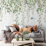 Whimsical Willow and Birds Wallpaper