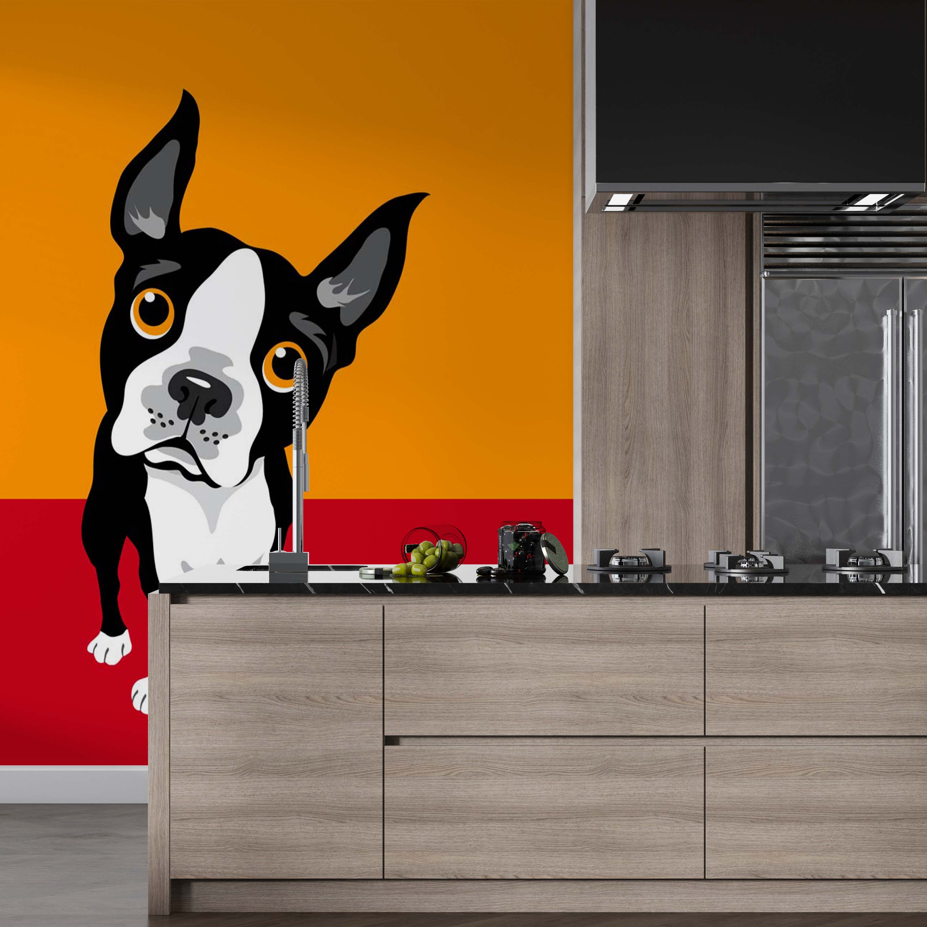 Dog Wall Mural Bright Orange Red Wallpaper